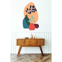 Saksılar Ve Yapraklar Duvar Sticker 80x45 Cm