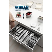 Çekmece Içi Kaşıklık Ve Bıçaklık Düzenleyici Antresit, 84x48 Yandan Ve Boydan 4cm Kesilebilir Antrasit