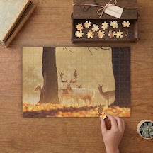 Ormanda Yürüyen Geyikler Tasarımı 240 Parça Ahşap Puzzle Ahşap Kutuda Mpy40134