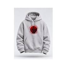 North Whiskers Japanese Warrior Samurai Baskılı Hoodie - Unisex Kapüşonlu Sweatshirt Gri - 928898351 Gri - 928898351 Gri
