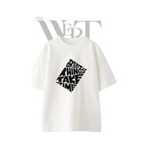 Thewert Motivational Quote Tasarım Baskılı Ünisex Beyaz Oversize T-shirt