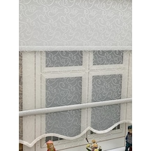 Ekru Spor Desenli Çift Mekanızmalı Tül Stor Perde (125402906)