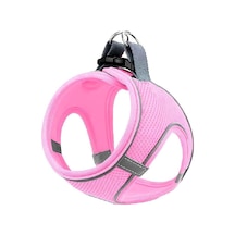 Air Mesh Kedi Köpek Göğüs Tasması Çift Reflektörlü, Terletmeyen Tasma Açık Pembe, L