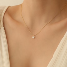 925 Ayar Gümüş Zirkon Taşlı Minimal Kalp Kolye