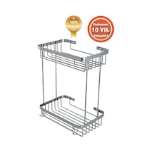 Çelik Banyo Birinci Kalite Paslanmaz Çelik Taci 2 Li 23x15 Cm Şampuanlık Banyo Rafı Duş Rafı Süngerlik Krom