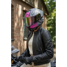 Gıvı 50.x Sharkbıte Mat Pembe  1 Renkli 1 Şeffaf Vizörlü Motosiklet Kask İridyum Vizör + Şeffaf