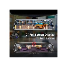 9.66 Inç Araç Dikiz Aynası Kamera Uyumlu 4k Full Hd Çift Lensli Geri Görüş Ve Yol Kayıt Sistemi
