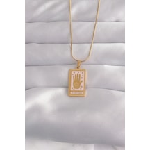 Ezoconcept 316l Çelik Gold Renk Pembe Mineli El Figür Tarot Kolye Ezoconcept 316l Çelik Gold Renk Pembe Mineli El Figür Tarot Kolye