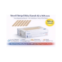 Steril Strip Dikiş Bandı 12 X 101 Mm Yara Kapatma Bandı Cilt Sabitleyici Strip 10 Lu Paket