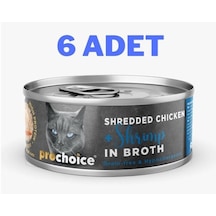 Pro Choice Deluxe Shredded Chicken & Shrimp Yetişkin Kedi Konservesi 6 x 70 G