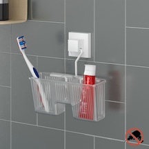 Teknotel Easyfıx Yapıskanlı Plastik Banyo Fırça Rafı Beyaz Ef058 Beyaz
