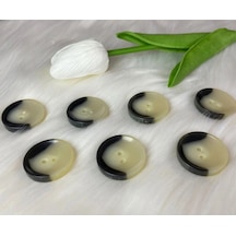 Yuvarlak Model Siyah Detaylı 2 Delikli Düğme 44boy 28mm-6 Adet