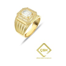 Çgk Çiğdem Gürel Kuyumculuk Tektaş Baget Hasır Altın Yüzük Gold