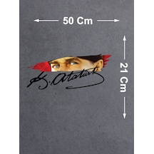 Atatürk Gözleri Ve Atatürk İmza Sticker - Araba Oto Motosiklet Karavan Cam Sticker - 01575 50x21 Cm