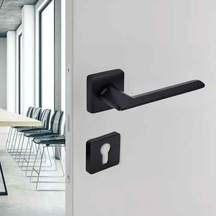 Sese Eliz Modeli Yale Rozetli Dış Kapı Kolu Siyah Renk 200-201r-03-02