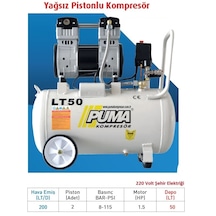 Puma PSLY50 1.5 M 50 L Yağsız Kompresör