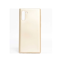 Noktaks - Galaxy Uyumlu Note 10 Uyumlu - Kılıf Mat Soft Premier Silikon Kapak - Gold - T9748 Gold