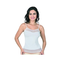 Kompedan Dantel Robalı İnce Askılı Pamuklu Modal Atlet Beyaz 25510 Beyaz