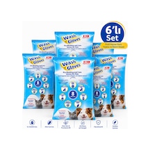 Bıo Petactive Wash Gloves Evcil Hayvan Kuru Yıkama Ve Bakım Kesesi 8 Li X 6 Paket Kedi Köpek Temizlik Eldiveni