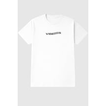 Unisex Baskılı Oversize Tişört %100 Pamuk Bisiklet Yaka Günlük Streetwear Trend T-shirt Beyaz