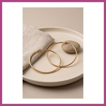 Gees Global 316l Çelik Gold Renk 66 Mm Halka Küpe Gbzs