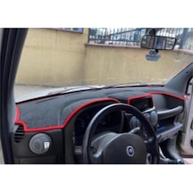 2000-2008 Modellerine Uygun Fiat Doblo Airbagsiz Torpido Koruma Halısı Siyah Kenar Renk Kırmızı
