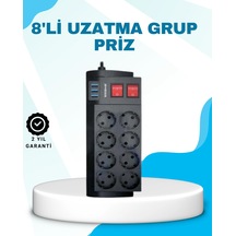 Mey İthalat Isıya Dayanıklı Termal Akım Korumalı 8'li Priz Ve 3 Usb Girişli Uzatma Kablosu Diğer