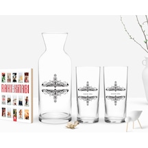 Kişiye Özel Renkli Baskılı İsimli İkili Rakı Bardağı Karaf Ve Cep Kitabı Hediye Seti-112