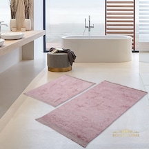 Nova Pembe 2'li Kaymaz Tabanlı Banyo Paspası Seti Klozet Takımı Pembe