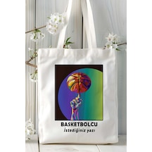 Art Hediye Basketbolcu Basketbol Basket Baskılı Bez Omuz Çantası Kişiye Özel Model 35 Çok Renkli
