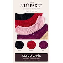 Suısy Colors Of Desire Dantelli Külot 3'lü Paket Siyah - Kırmızı - Mor Çok Renkli