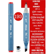 Çift Taraflı Profesyonel Çizim Kalemi Kalıcı Mürekkep Üçgen Gövde İnce Uç 1 Mm Kesik Uç 2-6mm Sketch 193-kırmızı