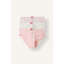 Defacto Baskılı Fiyonk Detaylı Penye 3lü Slip Külot Kız Çocuk I4200a826auwt34 Beyaz-wt34