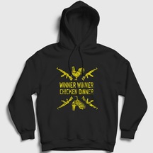 Presmono Unisex Chicken Dinner Pubg Kapüşonlu Sweatshirt Siyah