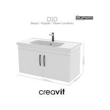 Creavit D20 100 Cm Kapaklı Lavabo Dolabı Beyaz Melamin Kapak Beyaz