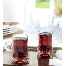 6 Lı Lüks Cam Kulplu Çay Fincanı Çay Bardağı 110ml