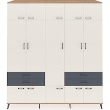 Kronos Dolap 11 Raflı 4 Çekmeceli 2 Askılı 220x59x243 Çam-aytaşı/antrasit Aytası/antrasıt