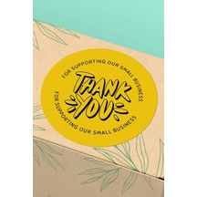 Small Business Thank You Sarı Sticker 3x3cm St2223 Çok Renkli