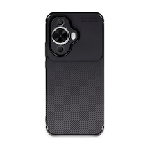 Huawei Nova 12s Uyumlu Kılıf Auto Focus Karbon Kapak - Siyah