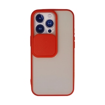 Apple iPhone Uyumlu 13 Pro Kılıf Palm Buzlu Kamera Sürgülü Silikon - Kırmızı Diğer