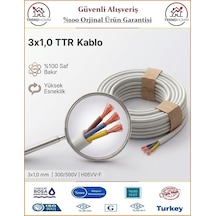 Öznur 3x1 Ttr Elektrik Kablosu - Beyaz - %100 Bakır - 8 Metre