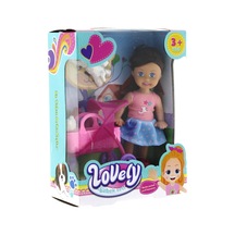 Lovely Mini Bebek Pembe Sepetli Evcil Hayvanlı Oyun Seti
