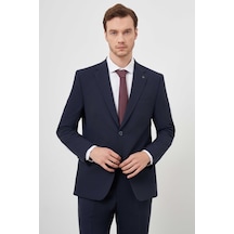 Morven Erkek Lacivert Yünlü Platinium Düz Desen Dynamic Fit Mono Yaka Takım Elbise 24mc001112200 Lacivert