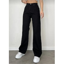 Woddi Duryn Kadın Siyah Tanya Siyah Salaş Plazzo Rahat Kesim Kadın Jeans Pantolon