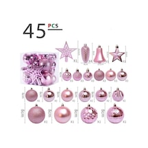 Novahub Pembe 45 Adet Altın Kırmızı Metalik Plastik Top Noel Topları Set Süsleme Noel Ağacı Dekoru Noel Topları Süslemeleri Pembe