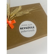 Sizin İçin Sevgiyle Paketlendi Siyah Yazılı Yuvarlak Yapışkanlı Etiket 5x5 Cm 100 Adet