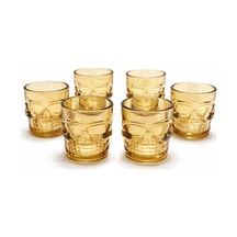 2 Adet Kurukafa Cam Shot Bardağı Cam Shot Glass, Kurukafa Desenli Mini Bardağı, Bar Parti Kullanımı, 6x5 Cm