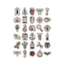 30 Adet Vintage Botanik Ve Antika Pul Sticker Seti - Scrapbook Ajanda Defter İçin Çok Renkli