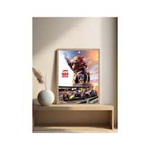 F1 Max Verstappen Ahşap Çerçeveli Tek Parça Genç Odası Tablo Çok Renkli - 817662353 Çok Renkli