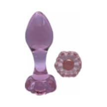 Erofoni Çiçek Figürlü Komple Kaliteli Kalın Cam Yapı 9 Cm Pembe Anal   Plug